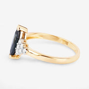 Bids.com 1.47 Carat Genuine Blue Sapphire and White Diamond 14K Yellow Gold Ring Rings