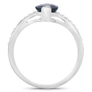 Bids.com 2.26 Carat Genuine Blue Sapphire and White Diamond 14K White Gold Ring Rings