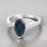 Bids.com 2.26 Carat Genuine Blue Sapphire and White Diamond 14K White Gold Ring Rings