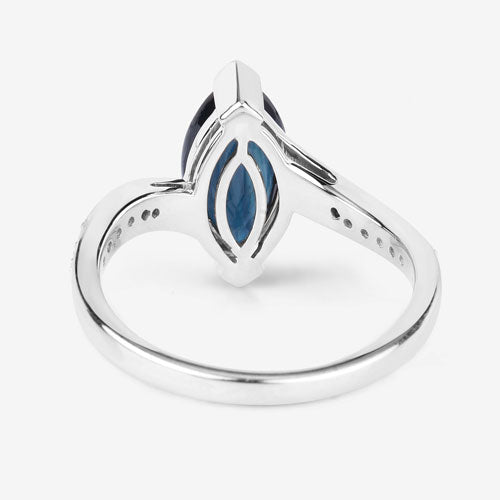 Bids.com 2.26 Carat Genuine Blue Sapphire and White Diamond 14K White Gold Ring Rings