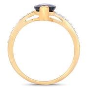 Bids.com 2.26 Carat Genuine Blue Sapphire and White Diamond 14K Yellow Gold Ring Rings
