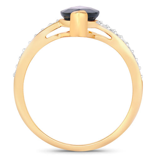 Bids.com 2.26 Carat Genuine Blue Sapphire and White Diamond 14K Yellow Gold Ring Rings