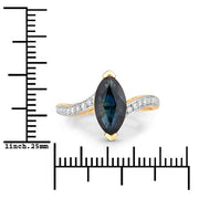 Bids.com 2.26 Carat Genuine Blue Sapphire and White Diamond 14K Yellow Gold Ring Rings