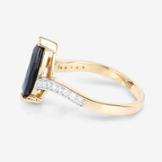 Bids.com 2.26 Carat Genuine Blue Sapphire and White Diamond 14K Yellow Gold Ring Rings