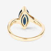 Bids.com 2.26 Carat Genuine Blue Sapphire and White Diamond 14K Yellow Gold Ring Rings