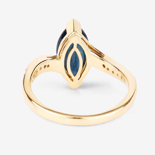 Bids.com 2.26 Carat Genuine Blue Sapphire and White Diamond 14K Yellow Gold Ring Rings