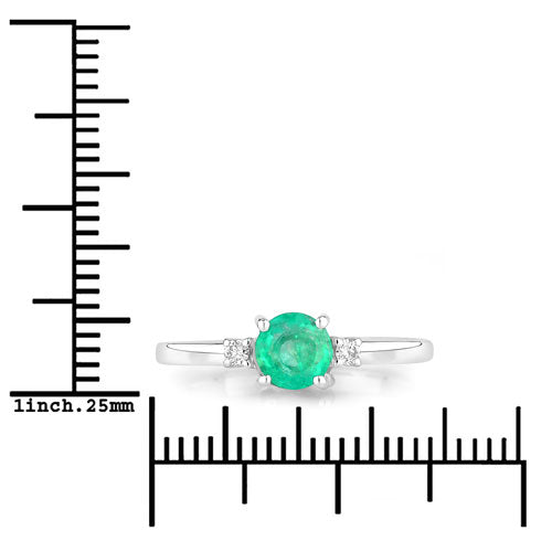 Bids.com 0.71 Carat Genuine Zambian Emerald and White Diamond 14K White Gold Ring Rings