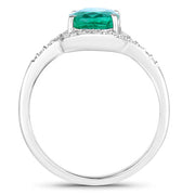 Bids.com 1.92 Carat Genuine Zambian Emerald and White Diamond 14K White Gold Ring Rings