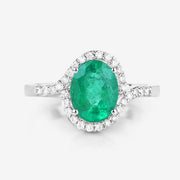 Bids.com 1.92 Carat Genuine Zambian Emerald and White Diamond 14K White Gold Ring Rings