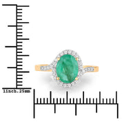 Bids.com 1.92 Carat Genuine Zambian Emerald and White Diamond 14K Yellow Gold Ring Rings