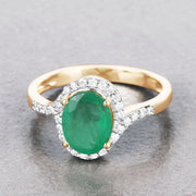 Bids.com 1.92 Carat Genuine Zambian Emerald and White Diamond 14K Yellow Gold Ring Rings
