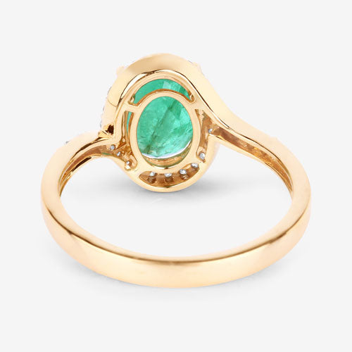 Bids.com 1.92 Carat Genuine Zambian Emerald and White Diamond 14K Yellow Gold Ring Rings
