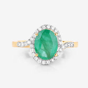 Bids.com 1.92 Carat Genuine Zambian Emerald and White Diamond 14K Yellow Gold Ring Rings