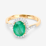 Bids.com 1.92 Carat Genuine Zambian Emerald and White Diamond 14K Yellow Gold Ring Rings