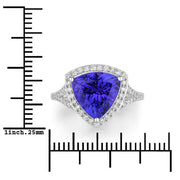 Bids.com 4.42 Carat Genuine Tanzanite and White Diamond 14K White Gold Ring Rings