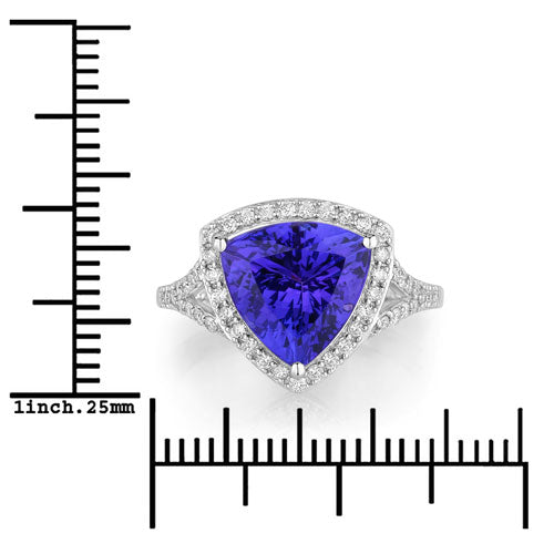 Bids.com 4.42 Carat Genuine Tanzanite and White Diamond 14K White Gold Ring Rings
