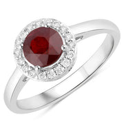 Bids.com 1.12 Carat Genuine Ruby and White Diamond 14K White Gold Ring Rings