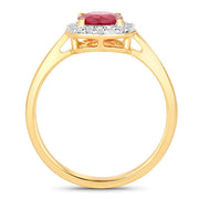 Bids.com 1.12 Carat Genuine Ruby and White Diamond 14K Yellow Gold Ring Rings