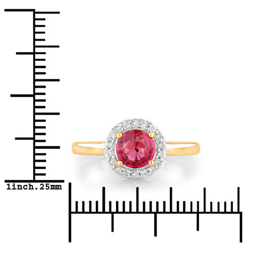 Bids.com 1.12 Carat Genuine Ruby and White Diamond 14K Yellow Gold Ring Rings