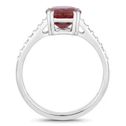 Bids.com 2.20 Carat Genuine Ruby and White Diamond 14K White Gold Ring Rings