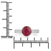 Bids.com 2.20 Carat Genuine Ruby and White Diamond 14K White Gold Ring Rings