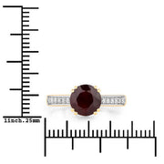 Bids.com 2.20 Carat Genuine Ruby and White Diamond 14K Yellow Gold Ring Rings