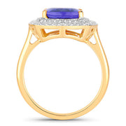 Bids.com 4.84 Carat Genuine Tanzanite and White Diamond 14K Yellow Gold Ring Rings
