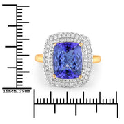 Bids.com 4.84 Carat Genuine Tanzanite and White Diamond 14K Yellow Gold Ring Rings