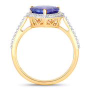 Bids.com 2.49 Carat Genuine Tanzanite and White Diamond 14K Yellow Gold Ring Rings
