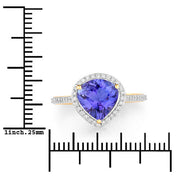 Bids.com 2.49 Carat Genuine Tanzanite and White Diamond 14K Yellow Gold Ring Rings