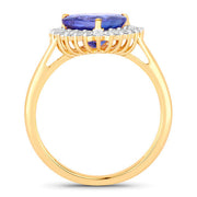 Bids.com 2.68 Carat Genuine Tanzanite and White Diamond 14K Yellow Gold Ring Rings