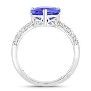 Bids.com 3.18 Carat Genuine Tanzanite and White Diamond 14K White Gold Ring Rings