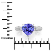 Bids.com 3.18 Carat Genuine Tanzanite and White Diamond 14K White Gold Ring Rings