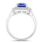 Bids.com 3.32 Carat Genuine Tanzanite and White Diamond 14K White Gold Ring Rings