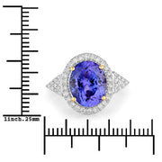 Bids.com 4.13 Carat Genuine Tanzanite and White Diamond 14K Yellow Gold Ring Rings