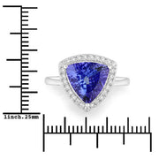 Bids.com 3.23 Carat Genuine Tanzanite and White Diamond 14K White Gold Ring Rings