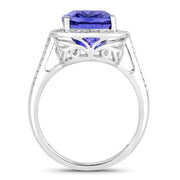 Bids.com 5.59 Carat Genuine Tanzanite and White Diamond 14K White Gold Ring Rings