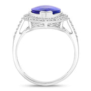 Bids.com 5.57 Carat Genuine Tanzanite and White Diamond 14K White Gold Ring Rings