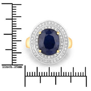 Bids.com 4.82 Carat Genuine Blue Sapphire and White Diamond 14K Yellow Gold Ring Rings
