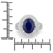 Bids.com 4.74 Carat Genuine Blue Sapphire and White Diamond 14K White Gold Ring Rings