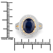 Bids.com 4.74 Carat Genuine Blue Sapphire and White Diamond 14K Yellow Gold Ring Rings