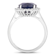 Bids.com 4.63 Carat Genuine Blue Sapphire and White Diamond 14K White Gold Ring Rings