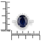 Bids.com 4.63 Carat Genuine Blue Sapphire and White Diamond 14K White Gold Ring Rings