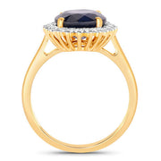 Bids.com 4.63 Carat Genuine Blue Sapphire and White Diamond 14K Yellow Gold Ring Rings