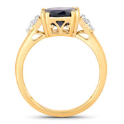 Bids.com 4.50 Carat Genuine Blue Sapphire and White Diamond 14K Yellow Gold Ring Rings