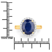 Bids.com 4.63 Carat Genuine Blue Sapphire and White Diamond 14K Yellow Gold Ring Rings