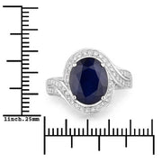 Bids.com 4.69 Carat Genuine Blue Sapphire and White Diamond 14K White Gold Ring Rings