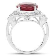 Bids.com 8.64 Carat Dyed Ruby & White Topaz .925 Sterling Silver Ring Rings