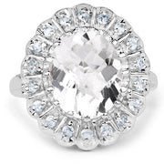 Bids.com 5.90 Carat Genuine Crystal Quartz and Swiss Blue Topaz .925 Sterling Silver Ring Rings