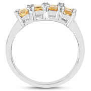 Bids.com 2.67 Carat Genuine Yellow Sapphire and White Diamond .925 Sterling Silver Ring Rings